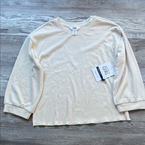 Athleta Girl Cream Long Sleeve Top Sizes 12 new with tag back to school